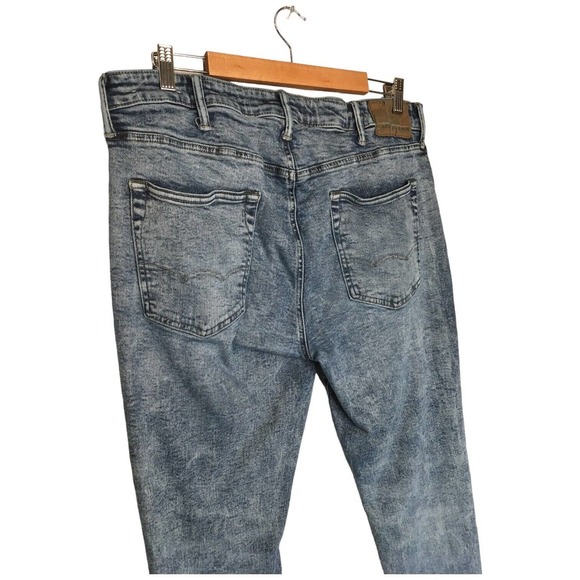 American Eagle Mens Size 38 Flex Slim Taper Distressed Stone Wash Denim Blue - Picture 8 of 14